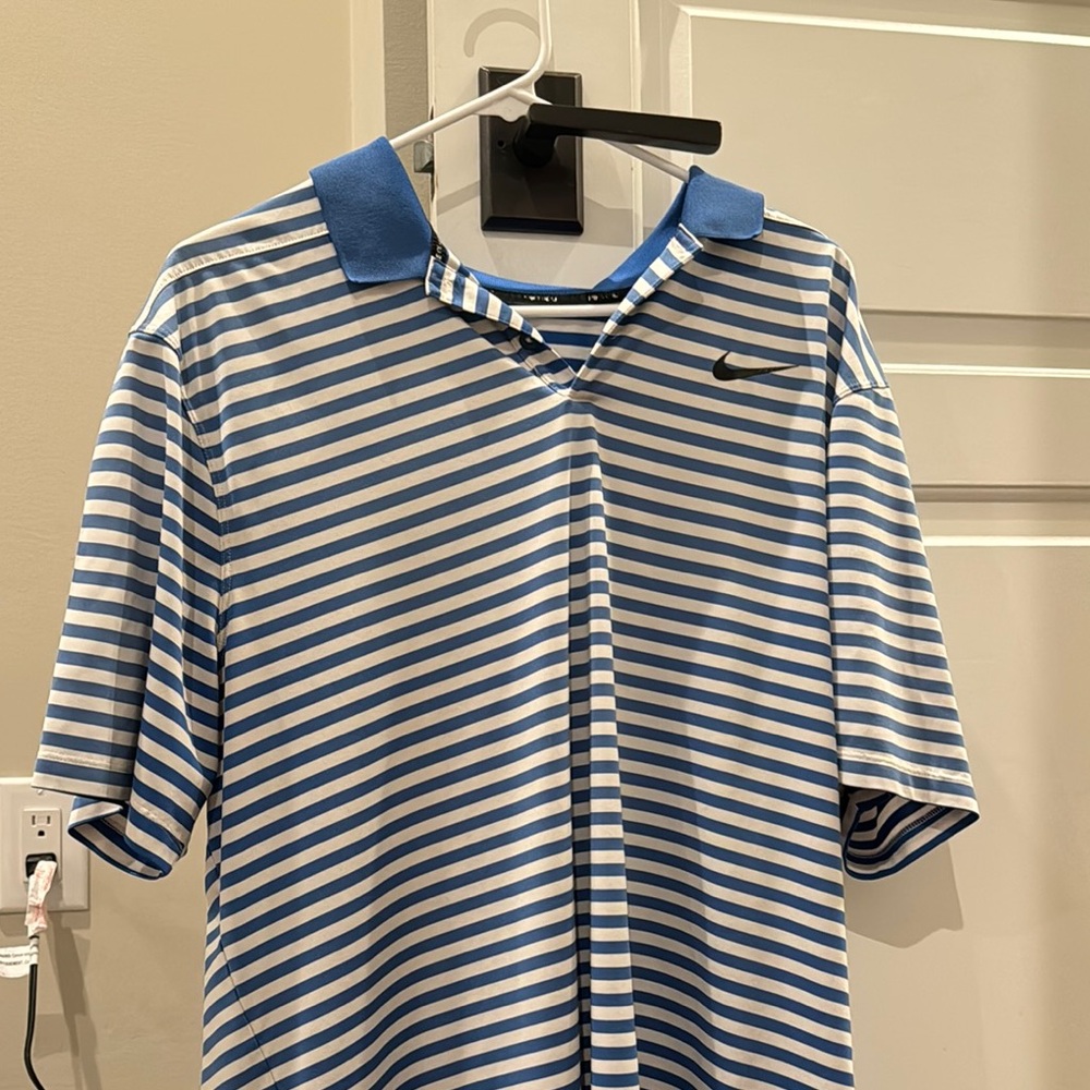Nike Blue Striped Polo Shirt